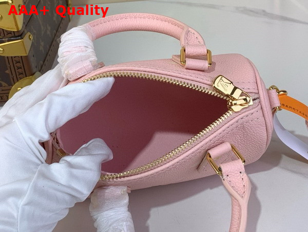 Louis Vuitton Nano Speedy in Bicolor Monogram Empreinte Leather Rose White Quartz Replica