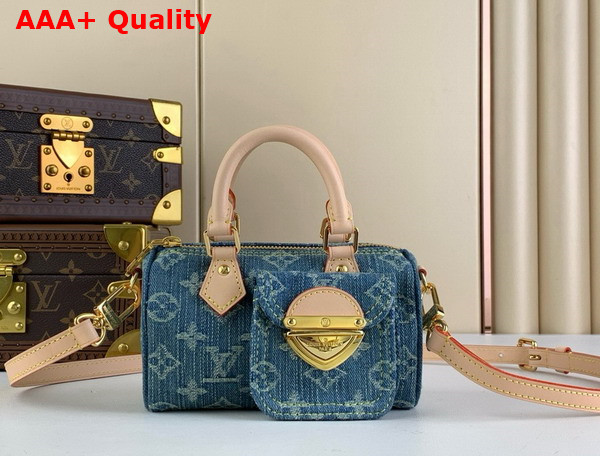 Louis Vuitton Nano Speedy in Denim Blue Monogram Denim M82950 Replica