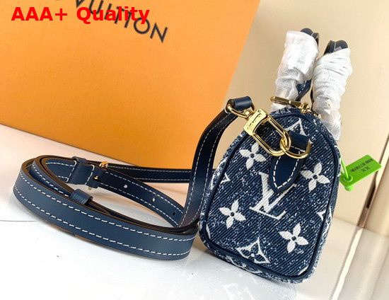 Louis Vuitton Nano Speedy in Navy Blue Monogram Jacquard Denim Replica