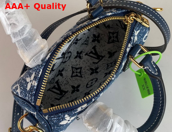Louis Vuitton Nano Speedy in Navy Blue Monogram Jacquard Denim Replica