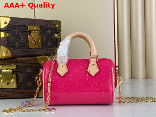 Louis Vuitton Nano Speedy in Neon Pink Monogram Vernis Leather M83273 Replica