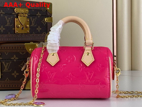 Louis Vuitton Nano Speedy in Neon Pink Monogram Vernis Leather M83273 Replica