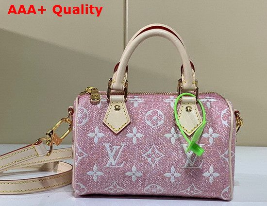 Louis Vuitton Nano Speedy in Pink Monogram Jacquard Denim M81213 Replica