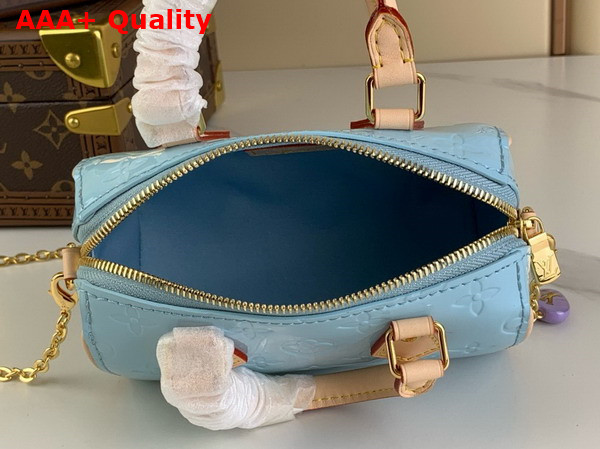 Louis Vuitton Nano Speedy in Sky Blue Monogram Vernis Leather M83000 Replica