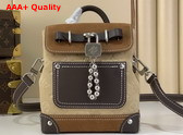 Louis Vuitton Nano Steamer 15 Bag in Tan Monogram Suede Leather Replica