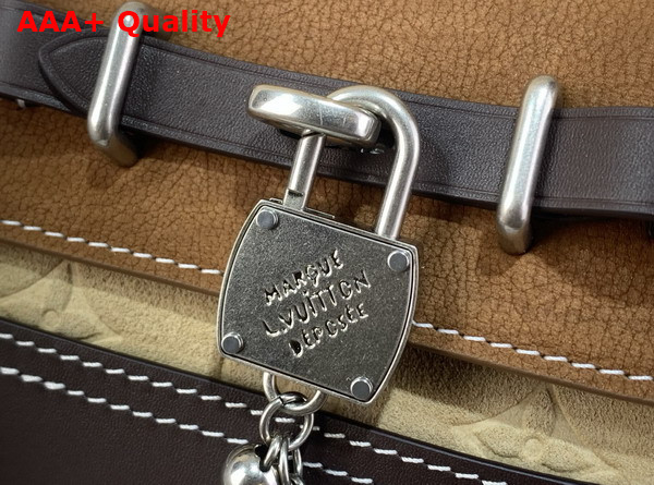 Louis Vuitton Nano Steamer 15 Bag in Tan Monogram Suede Leather Replica