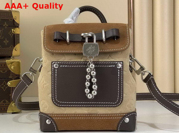 Louis Vuitton Nano Steamer 15 Bag in Tan Monogram Suede Leather Replica