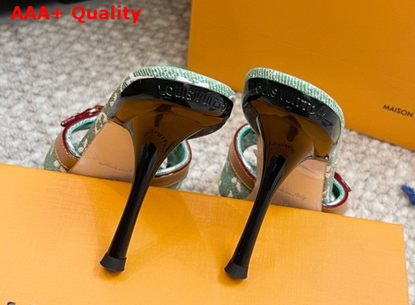Louis Vuitton Neo Revival Mule in Green Monogram Denim and Natural Calf Leather Replica