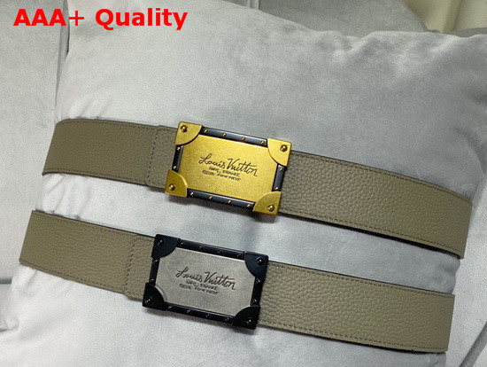 Louis Vuitton Neo Trunk 40mm Reversible Belt Grey and Black Grained Calfskin Replica