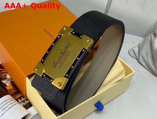 Louis Vuitton Neo Trunk 40mm Reversible Belt Grey and Black Grained Calfskin Replica