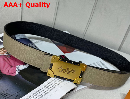 Louis Vuitton Neo Trunk 40mm Reversible Belt Grey and Black Grained Calfskin Replica