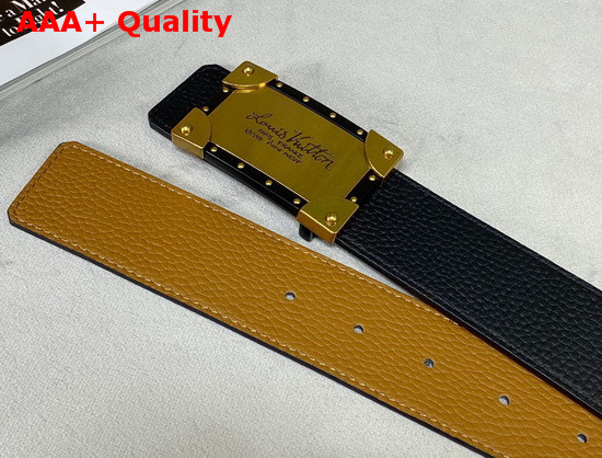 Louis Vuitton Neo Trunk 40mm Reversible Belt Tan and Black Grained Calfskin Replica