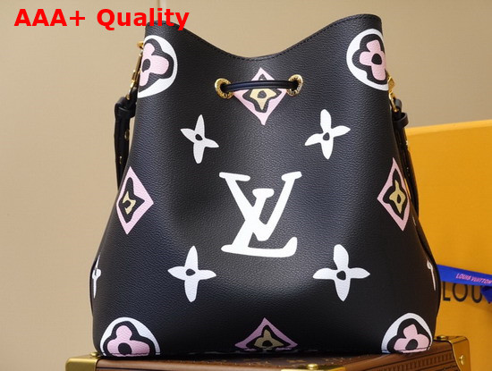 Louis Vuitton NeoNoe MM Bucket Bag Wears the Seasons Monogram Pattern Black Monogram Coated Canvas M45821 Replica