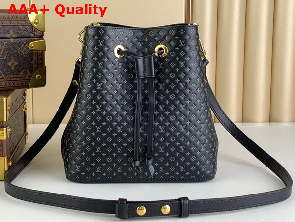 Louis Vuitton Neonoe BB Bucket Bag in Black Calfskin Leather Embossed with the Nano Monogram Pattern M22598 Replica