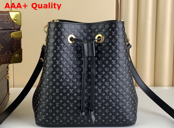 Louis Vuitton Neonoe BB Bucket Bag in Black Calfskin Leather Embossed with the Nano Monogram Pattern M22598 Replica