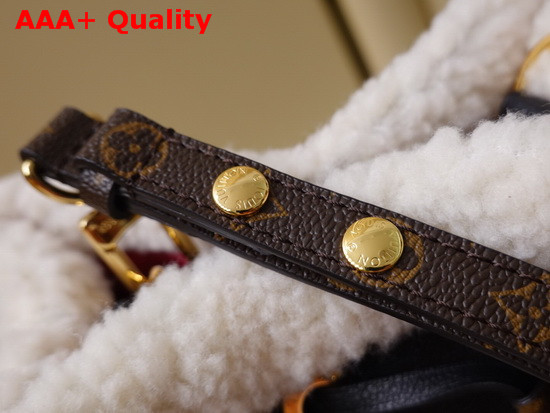 Louis Vuitton Neonoe MM Bucket Bag in Black Grained Leather and Cream Shearling M56963 Replica
