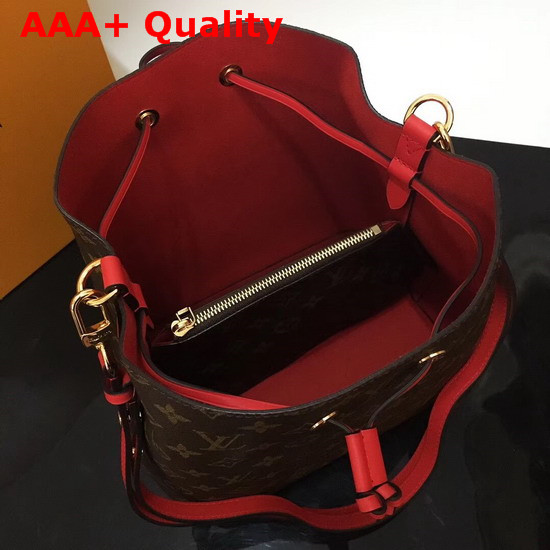 Louis Vuitton Neonoe Monogram Coated Canvas with Coquelicot Red Smooth Cowhide Leather Trim M43985 Replica
