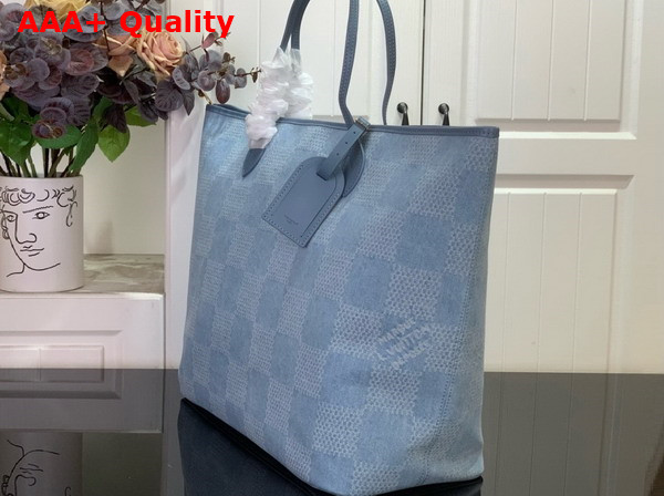 Louis Vuitton Nevereverfull Denim Blue Damier Denim 3D Cotton Canvas N00198 Replica