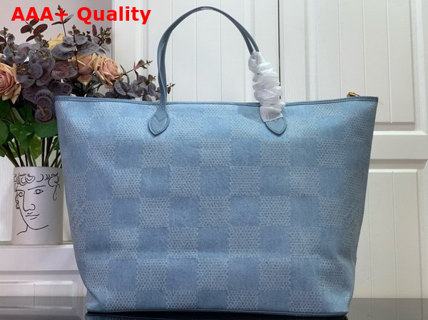 Louis Vuitton Nevereverfull Denim Blue Damier Denim 3D Cotton Canvas N00198 Replica