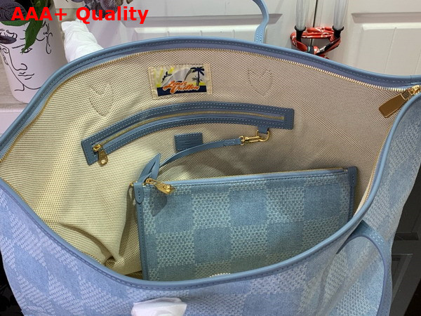 Louis Vuitton Nevereverfull Denim Blue Damier Denim 3D Cotton Canvas N00198 Replica