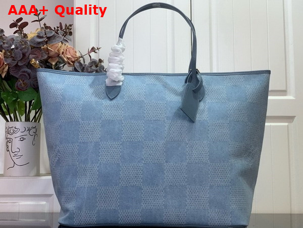 Louis Vuitton Nevereverfull Denim Blue Damier Denim 3D Cotton Canvas N00198 Replica
