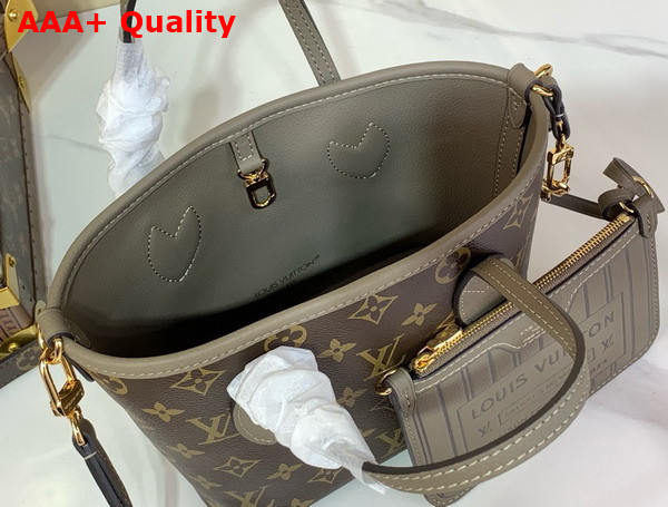 Louis Vuitton Neverfull Bandouliere Inside Out BB Dark Fango Cowhide Leather and Monogram Coated Canvas M12109 Replica