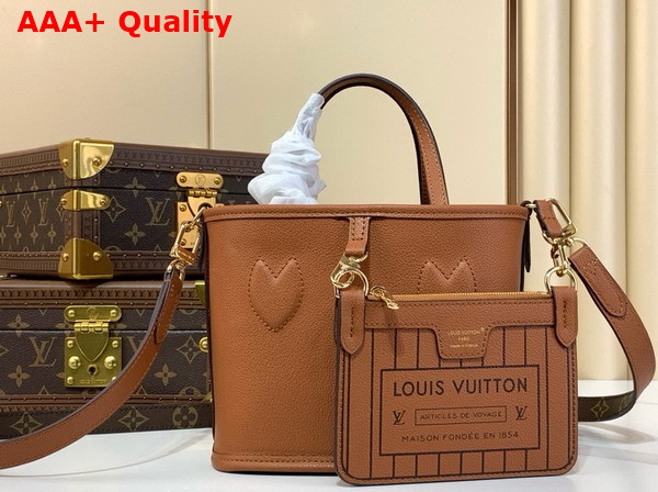 Louis Vuitton Neverfull Bandouliere Inside Out BB Tan Cowhide Leather and Monogram Coated Canvas Replica