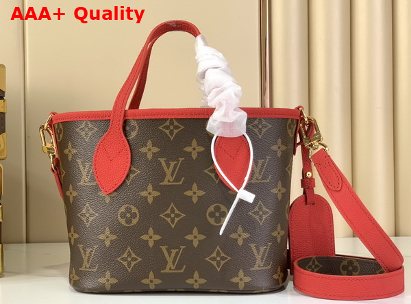 Louis Vuitton Neverfull Inside Out BB Monogram Sari Red Grained Cowhide Leather and Coated Canvas M28318 Replica