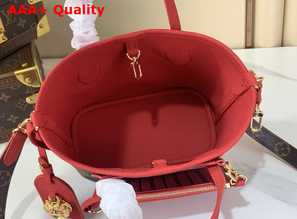 Louis Vuitton Neverfull Inside Out BB Monogram Sari Red Grained Cowhide Leather and Coated Canvas M28318 Replica