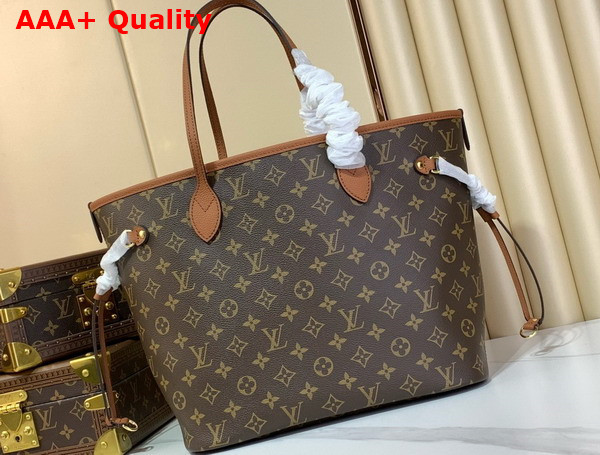 Louis Vuitton Neverfull Inside Out MM Tan Cowhide Leather and Monogram Coated Canvas M12061 Replica