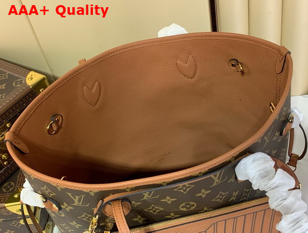 Louis Vuitton Neverfull Inside Out MM Tan Cowhide Leather and Monogram Coated Canvas M12061 Replica
