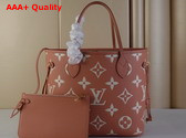 Louis Vuitton Neverfull MM Bicolor Monogram Empreinte Leather Trianon Pink Cream M46329 Replica