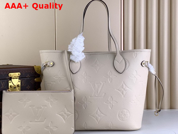 Louis Vuitton Neverfull MM Creme Monogram Empreinte Leather M46676 Replica