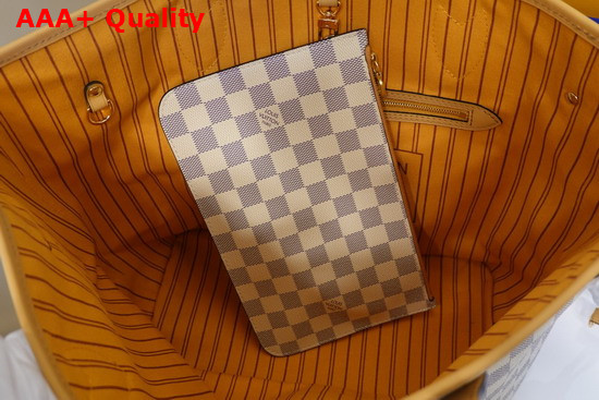 Louis Vuitton Neverfull MM Damier Azur Canvas with a Shoulder Strap in Two Color Braided Leather N50047 Replica