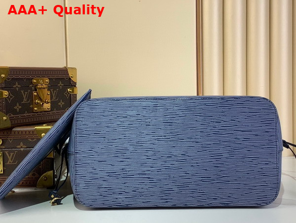 Louis Vuitton Neverfull MM Handbag in Denim Blue Cowhide Leather M14856 Replica