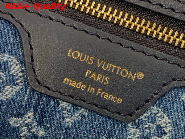 Louis Vuitton Neverfull MM Handbag in Denim Blue Cowhide Leather M14856 Replica