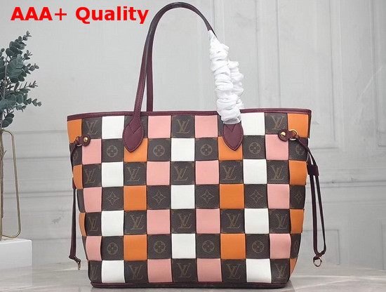 Louis Vuitton Neverfull MM Maxi Woven Multicolor Calf Leather and Monogram Canvas Replica