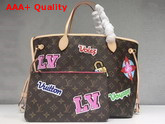 Louis Vuitton Neverfull MM Monogram Coated Canvas with Applied and Printed Patches M43988 Replica