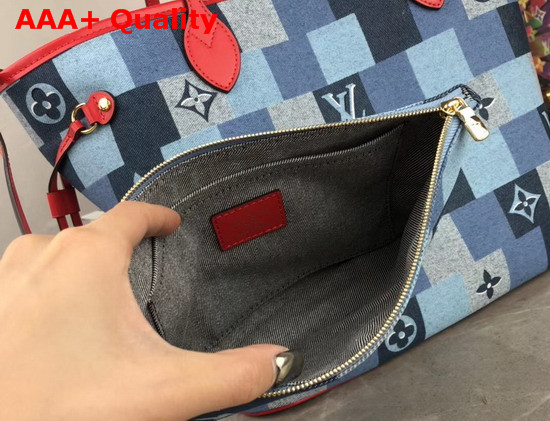 Louis Vuitton Neverfull MM Monogram Denim Canvas with a Pattern of Patchwork Squares M44981 Replica