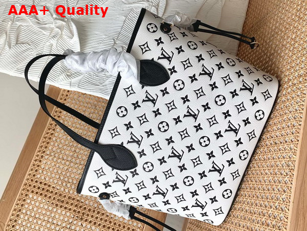 Louis Vuitton Neverfull MM Monogram Empreinte Leather Black White M46103 Replica