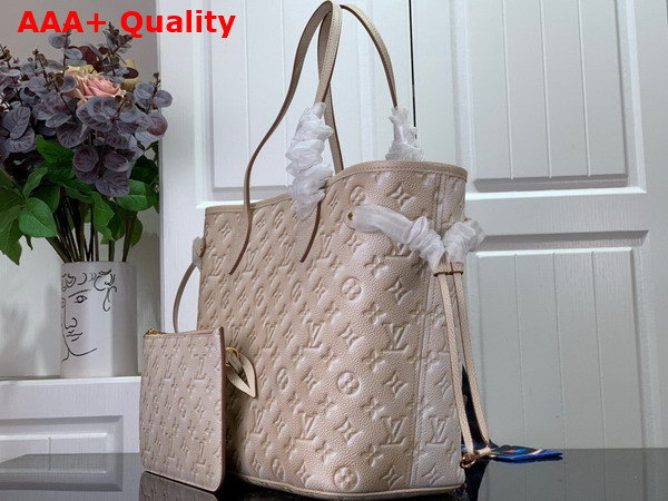 Louis Vuitton Neverfull MM Pale Beige Sprayed and Embossed Grained Cowhide Leather M46231 Replica