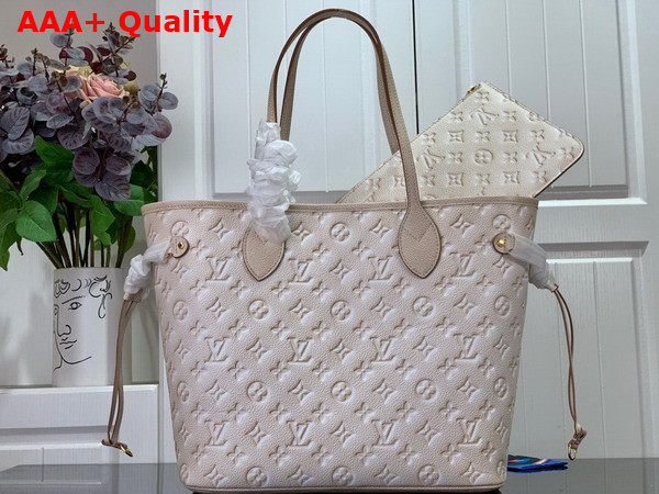 Louis Vuitton Neverfull MM Pale Beige Sprayed and Embossed Grained Cowhide Leather M46231 Replica