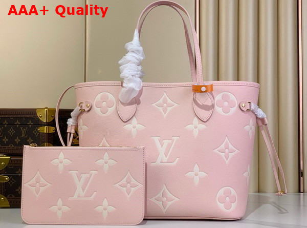 Louis Vuitton Neverfull MM Pink Quartz Monogram Empreinte Leather M14210 Replica