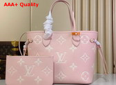 Louis Vuitton Neverfull MM Pink Quartz Monogram Empreinte Leather M14210 Replica