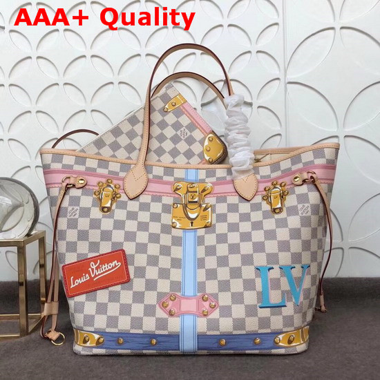 Louis Vuitton Neverfull MM Printed Damier Azur Canvas Replica