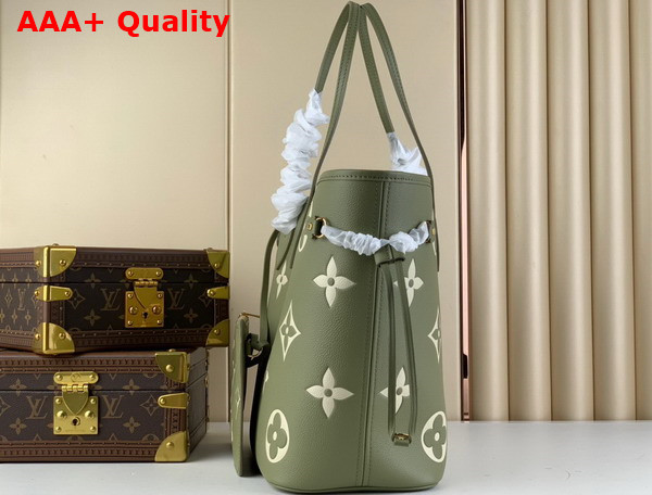 Louis Vuitton Neverfull MM Tote Bag in Khaki Monogram Empreinte Leather Replica