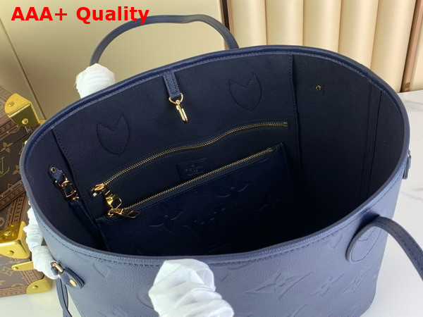 Louis Vuitton Neverfull MM Tote Bag in Navy Blue Monogram Empreinte Leather M47143 Replica