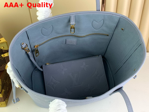 Louis Vuitton Neverfull MM Tote Bag in Sky Blue Monogram Empreinte Leather Replica