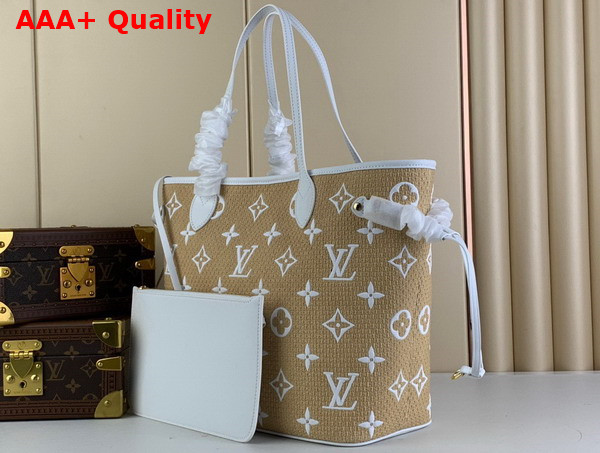 Louis Vuitton Neverfull MM Tote in Beige Lotus Cotton M22839 Replica