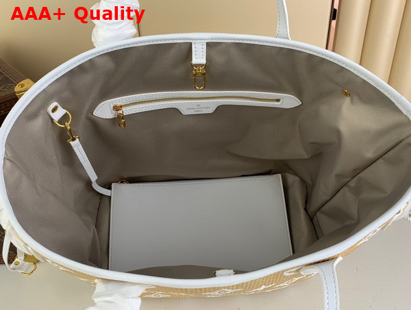 Louis Vuitton Neverfull MM Tote in Beige Lotus Cotton M22839 Replica